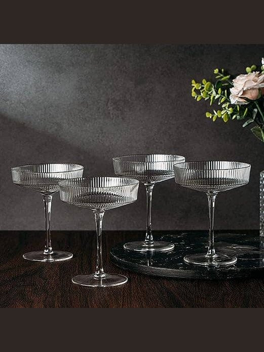Coupe Glasses Ribbed Coupe Cocktail Glasses 7 oz | Set of 4