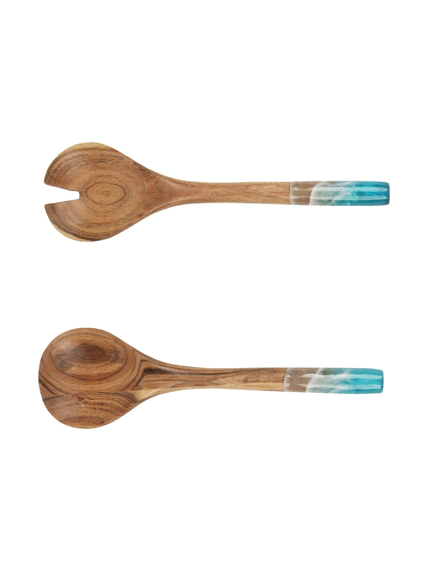 Coastal Wave Acacia Wood Salad Serving Utensils