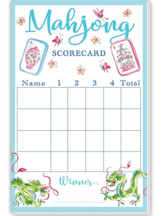 Mahjong Scorecard Butterflies Dragons Large Notepad