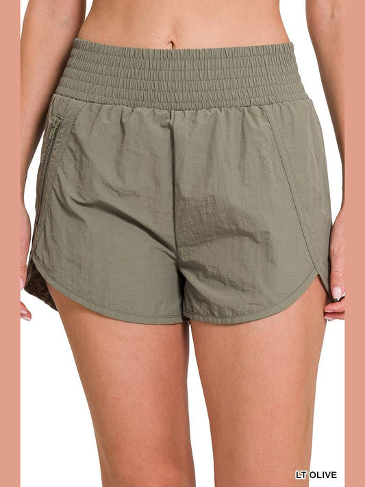 Windbreaker Smocked Waistband Running Shorts