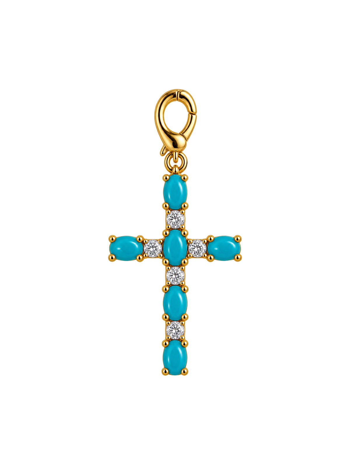 Turquoise Gem Cross Charm