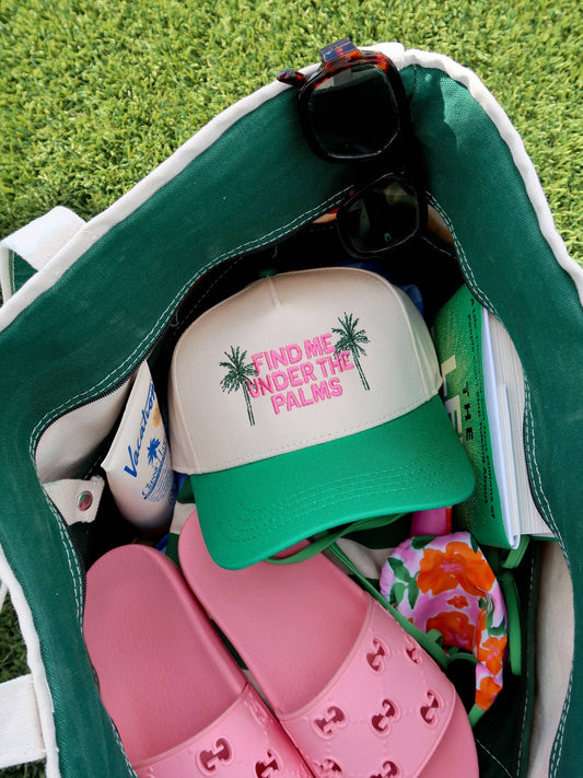Find Me Under The Palms- Kelly Green/Natural Hat
