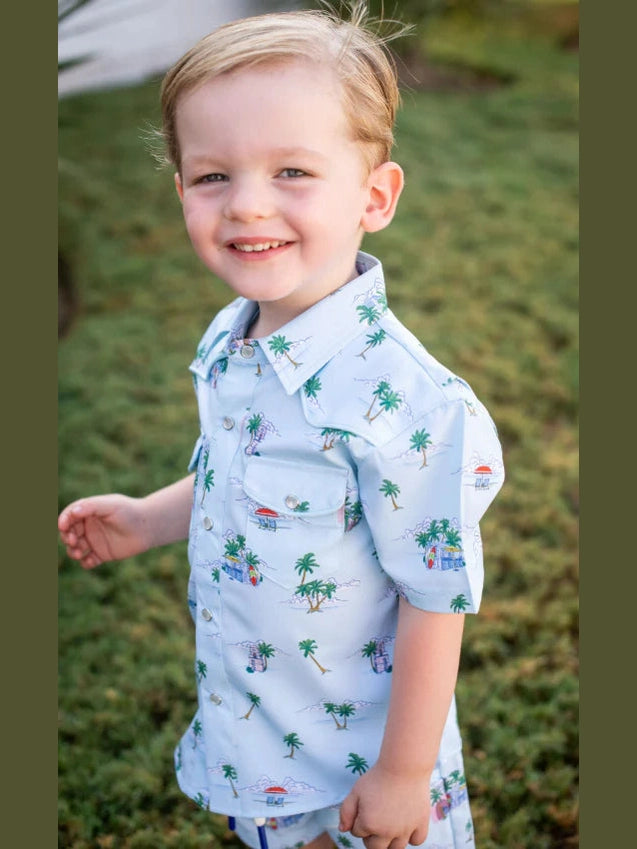 Coastal Getaway Pearl Snap Short Sleeve Shirt