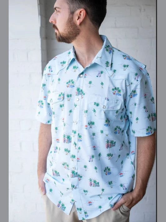 Men's - Coastal Getaway Pearl Snap Short Sleeve Shirt