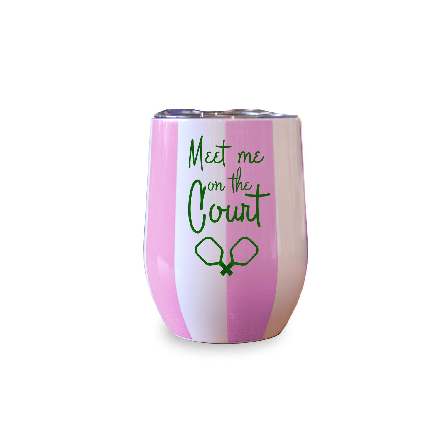 Insulated Wine Tumbler (Pink/White) - Meet Me Pickleball