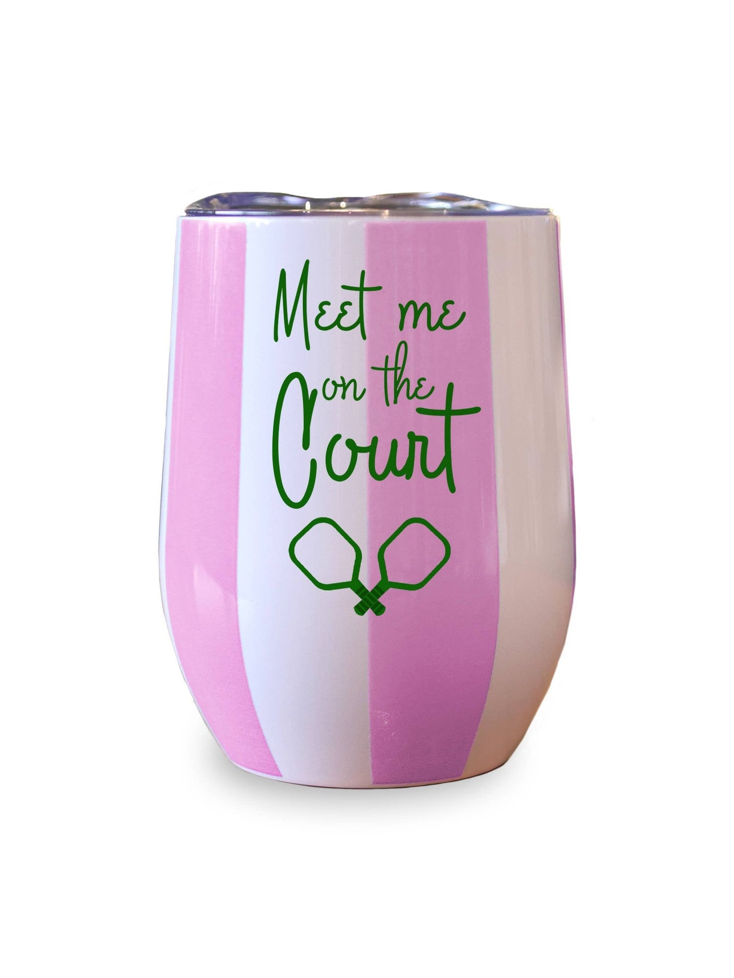 Insulated Wine Tumbler (Pink/White) - Meet Me Pickleball