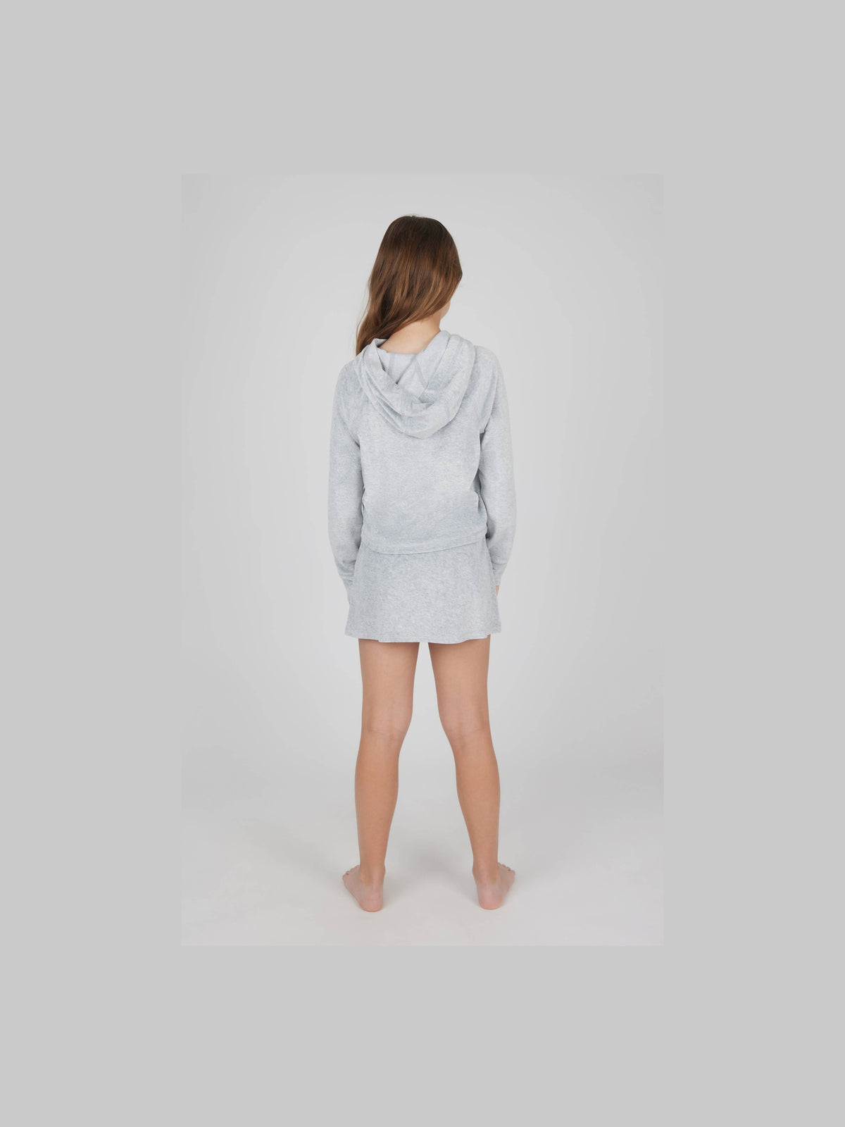 Girls Heather Velour Hoodie and Skort Set