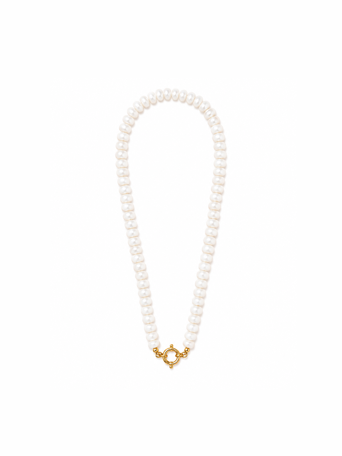 White Sailor Clasp Glass Beaded Necklace