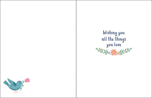 Birthday Greeting Card - Books & Bird