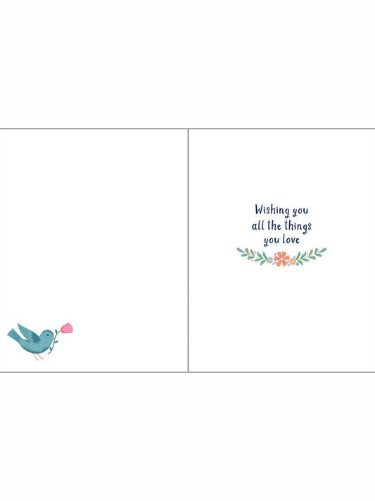 Birthday Greeting Card - Books & Bird