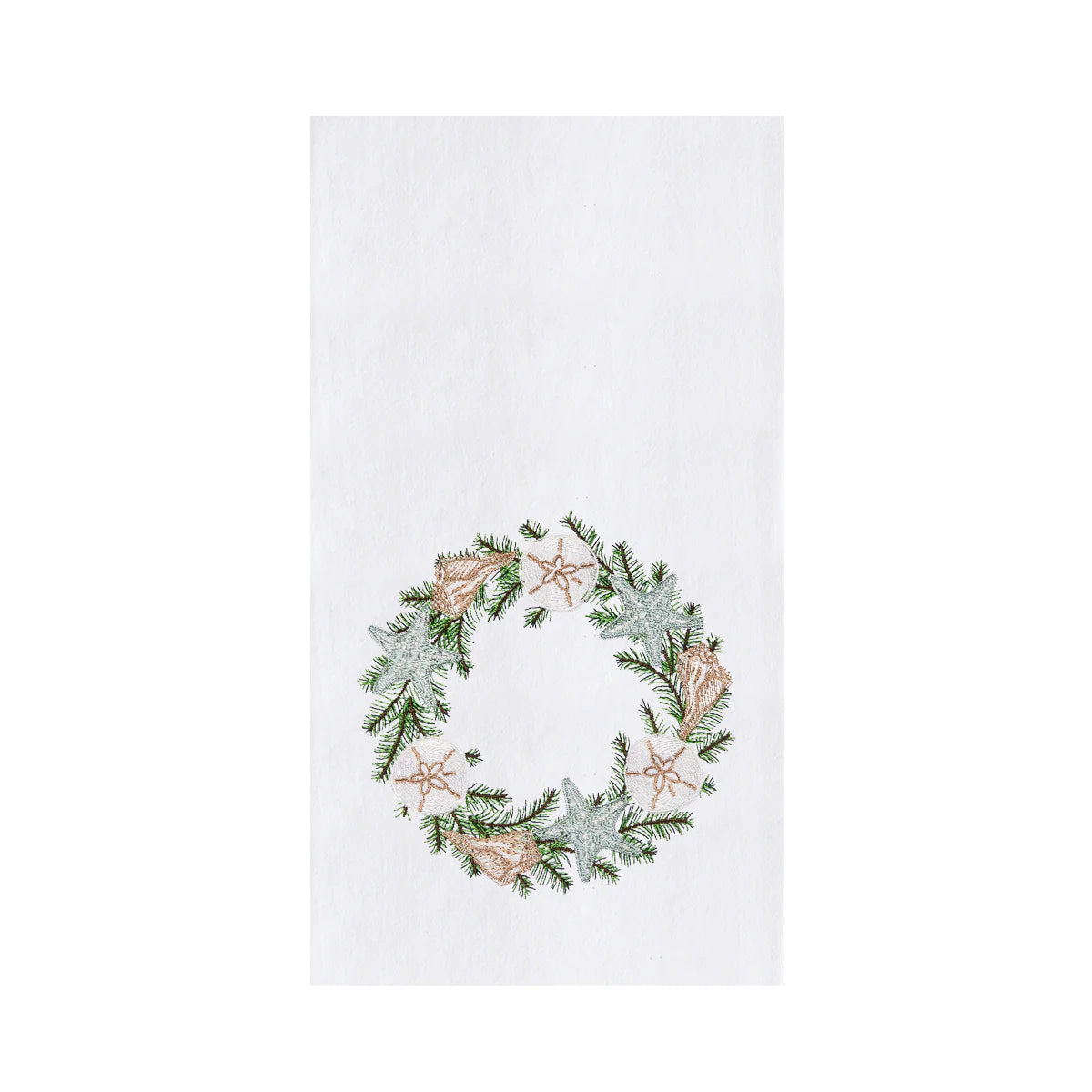 Coastal Christmas Wreath Kitchen Towel