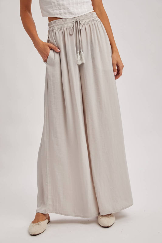 SILKY PALAZZO WIDE LEG PANTS