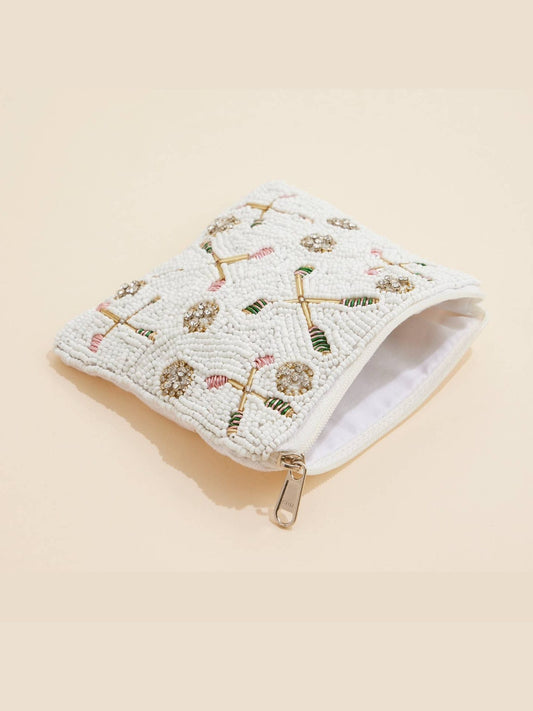 Bandy Racket & Ball Beaded Coin Pouch