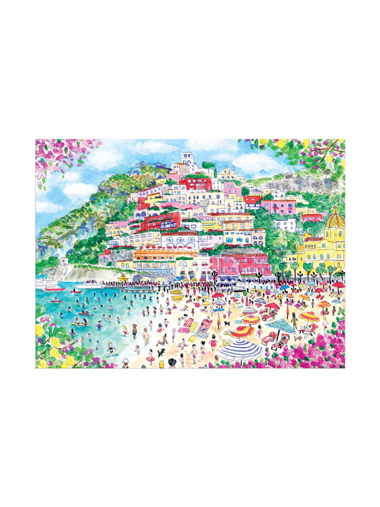 Full artwork of Michael Storrings Coast of Italy puzzle featuring colorful cliffside village and sea