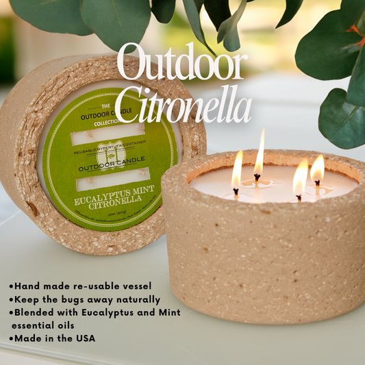 Eucalyptus Mint Citronella Outdoor Concrete Candle 32oz.