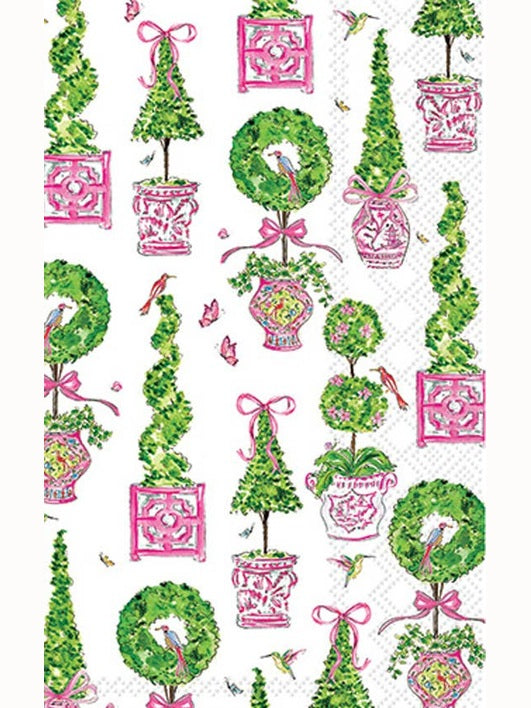 Paper Guest Towels 16 Ct Pink Topiaries