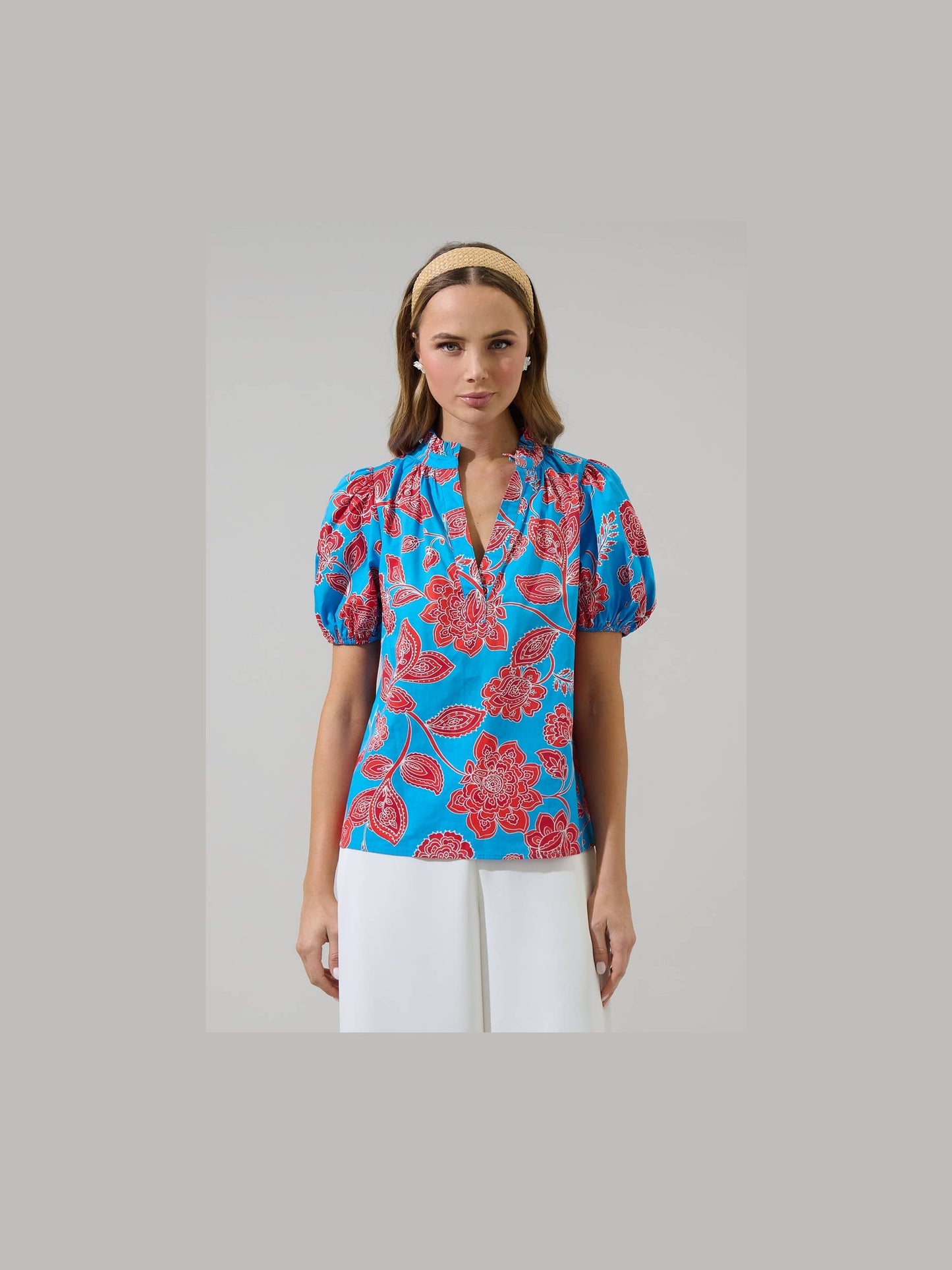 Ripon Floral Close to You Split Neck Top
