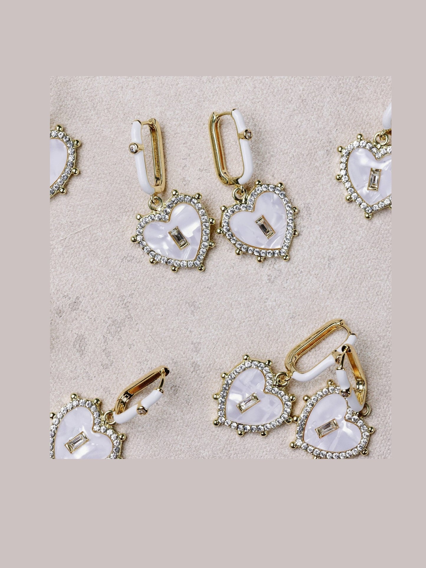 Diamond Capri Heart Drop Charm Earrings