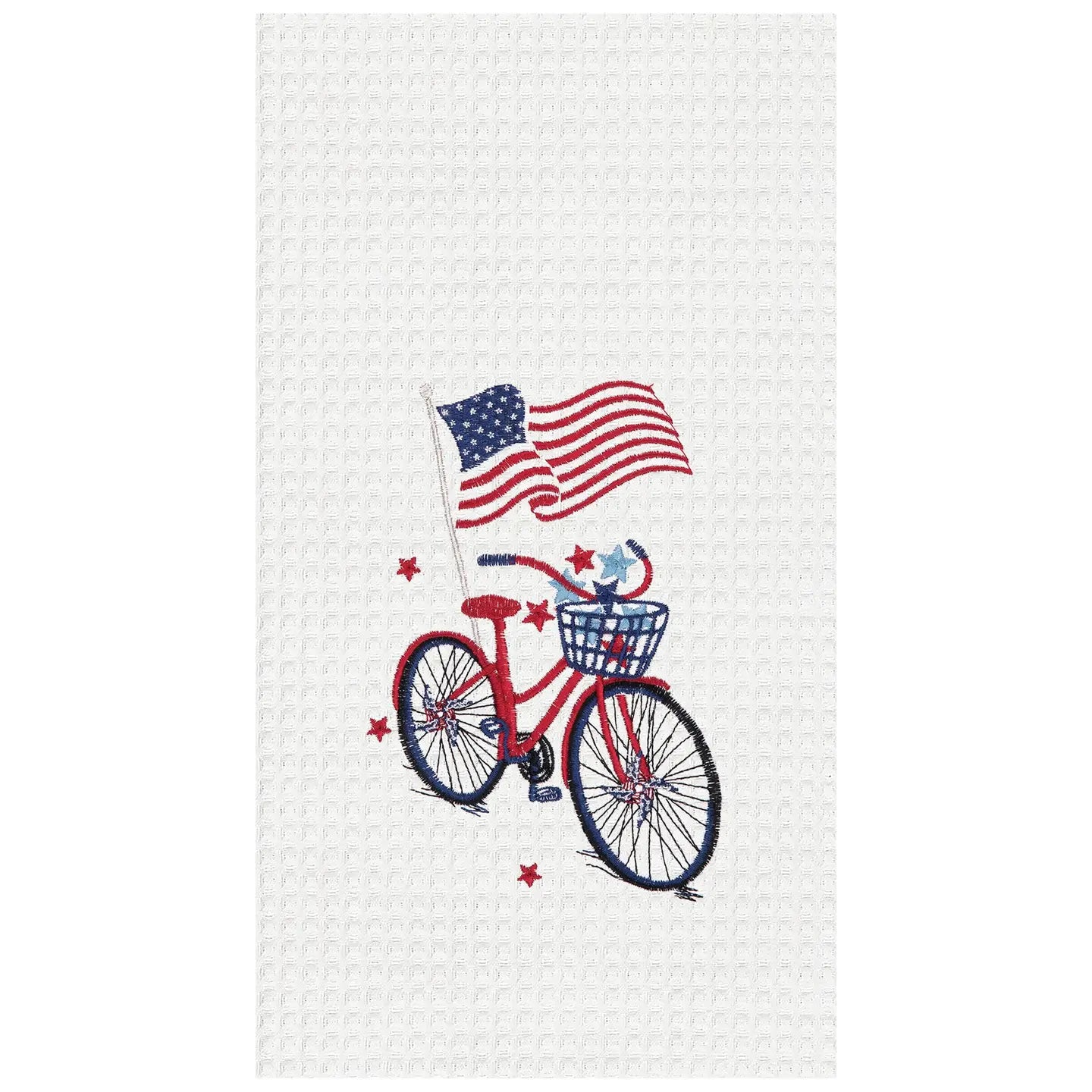 Patriotic Bike Waffle Kitchen Towel