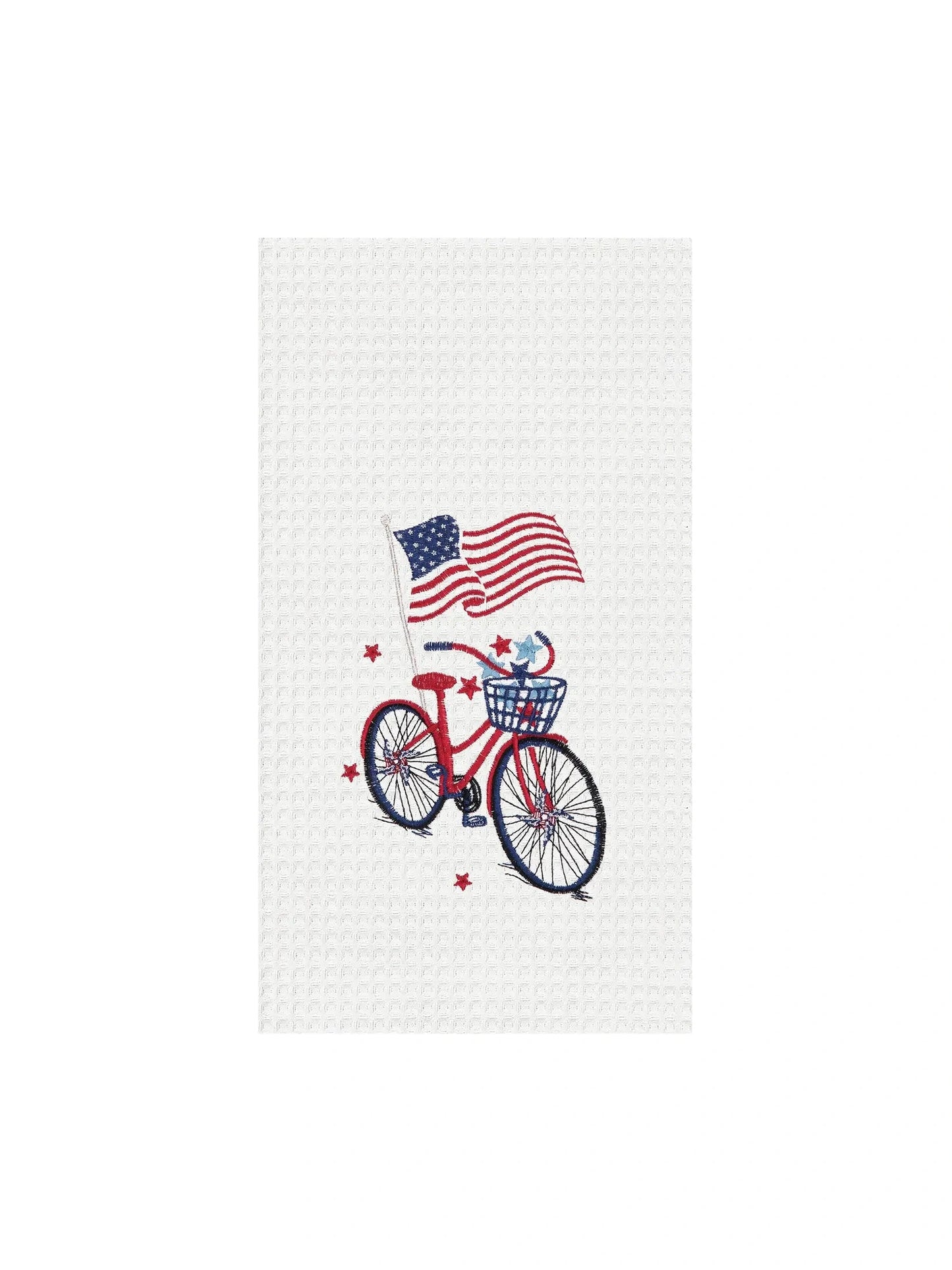 Patriotic Bike Waffle Kitchen Towel