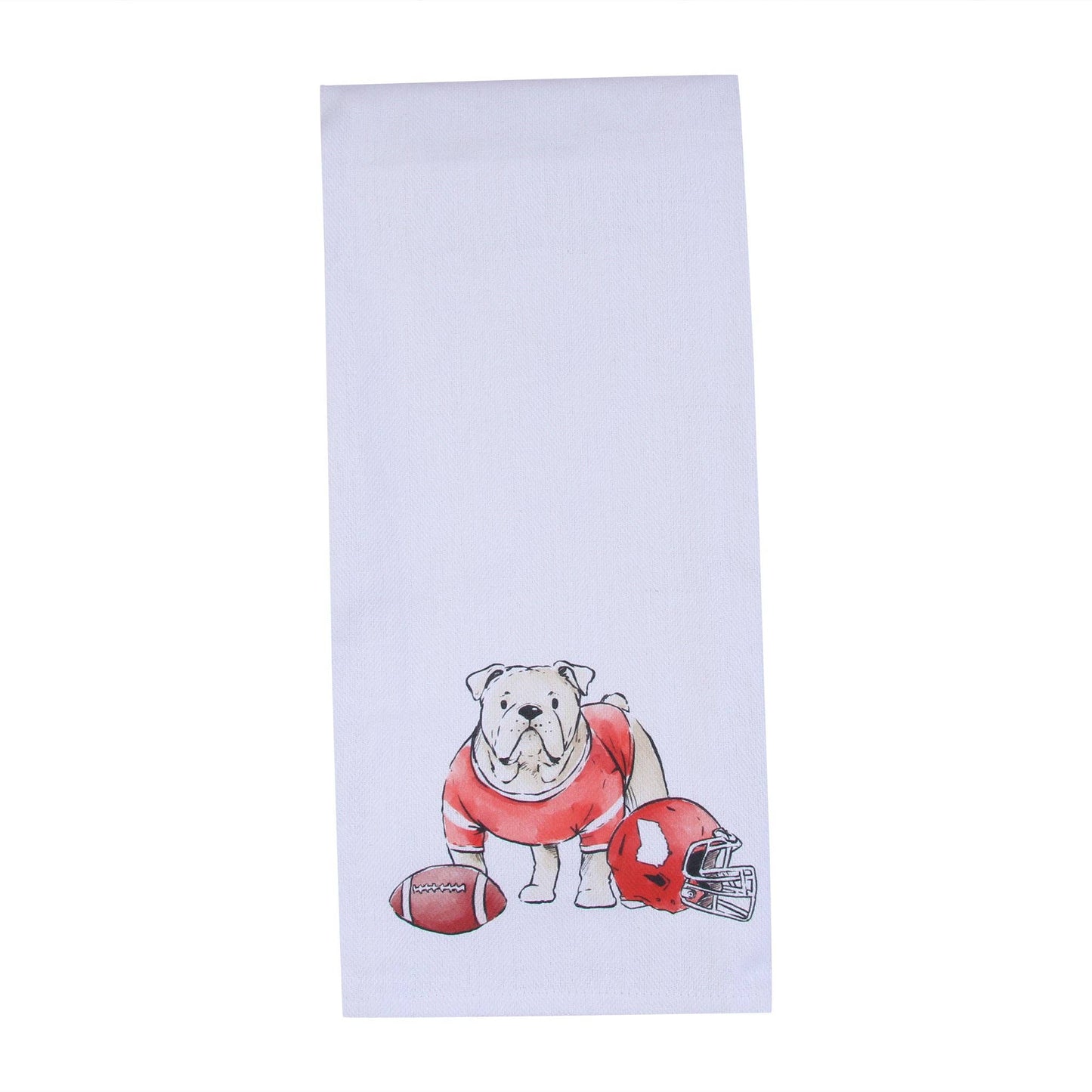 Bulldog with Football and Helmet Tea Towel