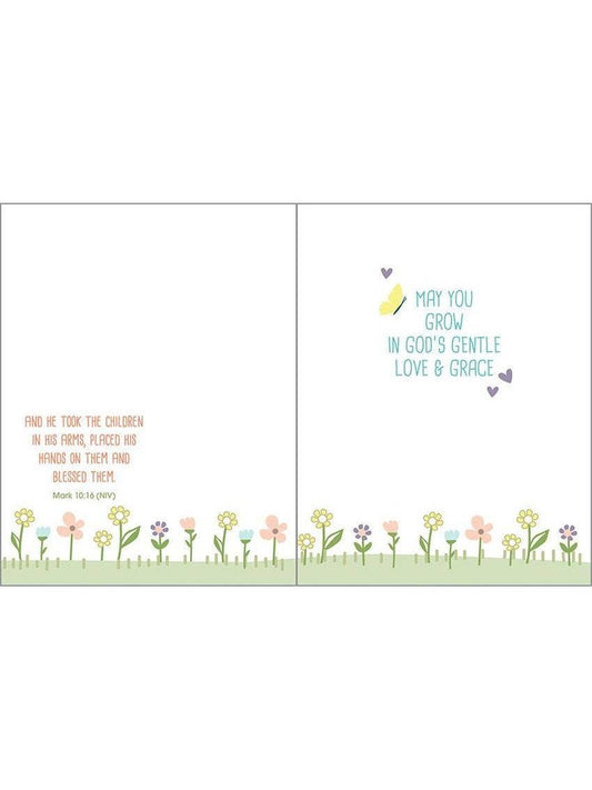 With Scripture Religious Greeting Card - Baptism Flowers