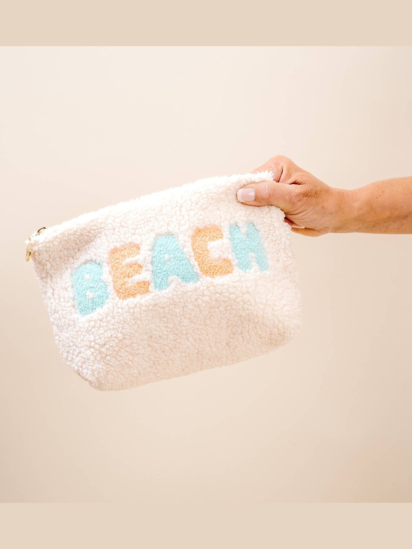 Cream Teddy Pouch - Beach