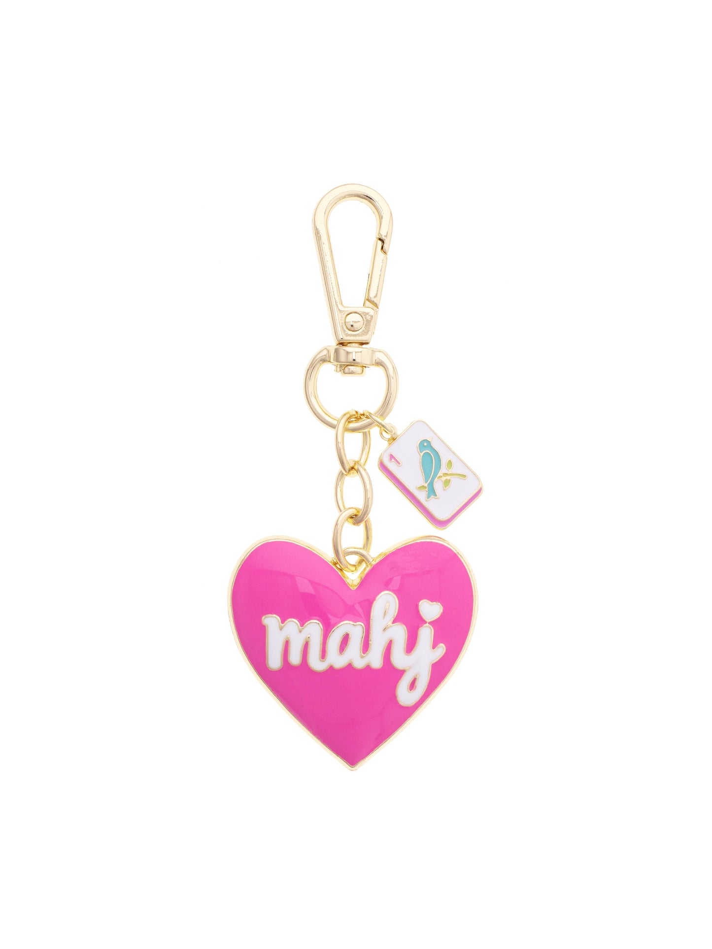 Mahj Enamel Heart Bag Charm in Fuchsia