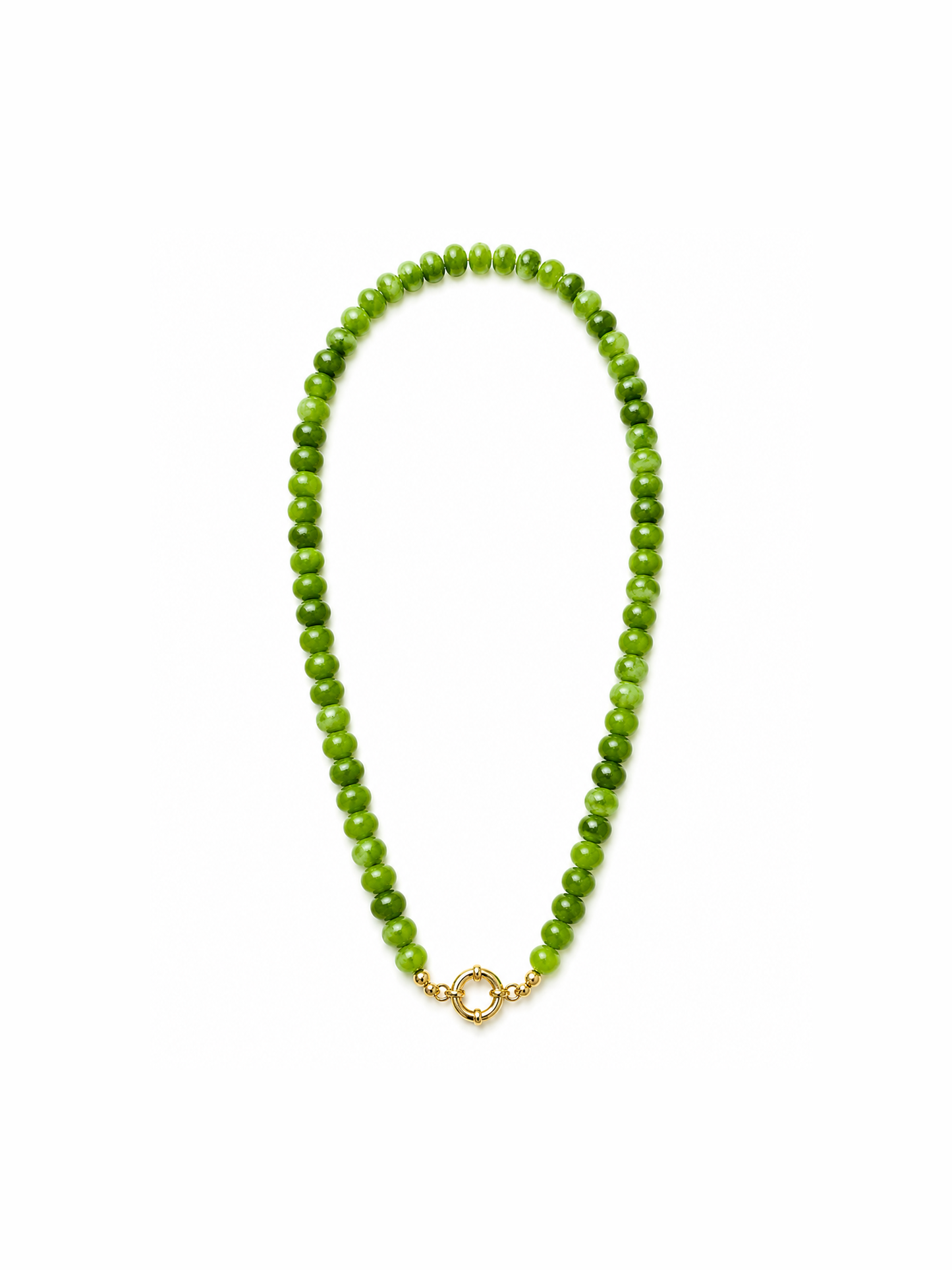Green Sailor Clasp Glass Beaded Necklace