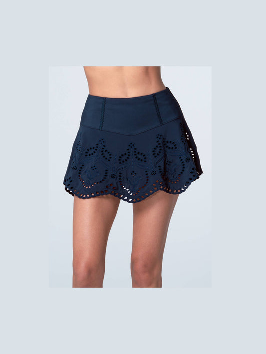 Eyelet You Win Skirt - Midnight