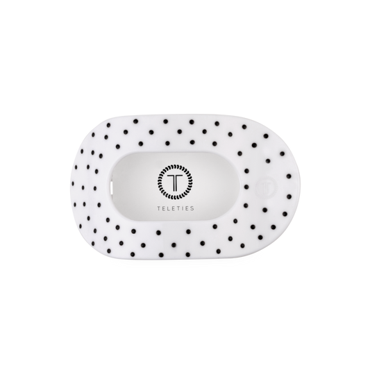White Polka Dot Party Medium Flat Round Hair Clip