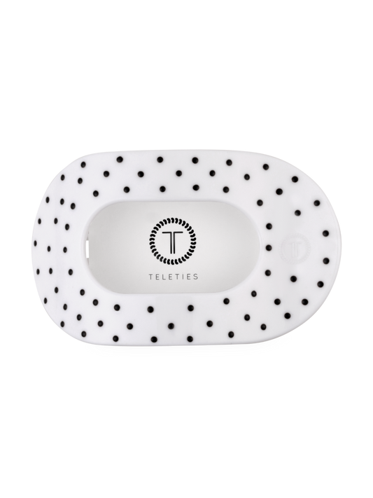White Polka Dot Party Medium Flat Round Hair Clip
