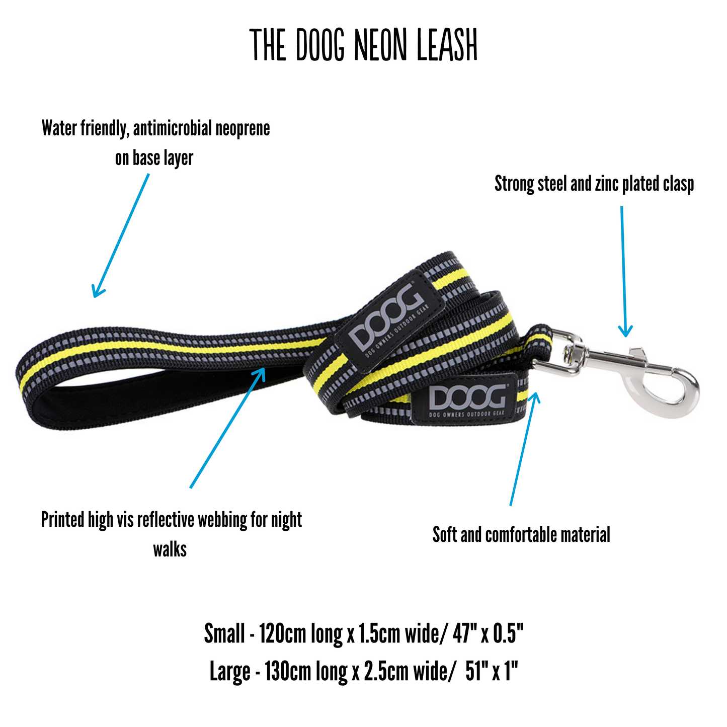 Neoprene Dog Lead - RIN TIN TIN (NEON)