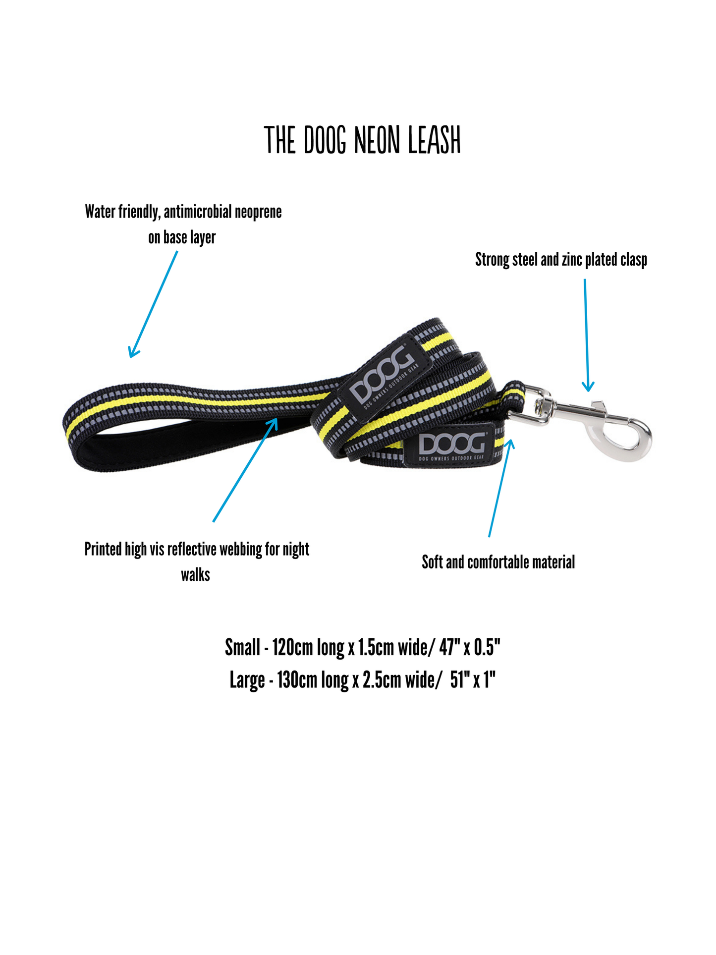 Neoprene Dog Lead - RIN TIN TIN (NEON)