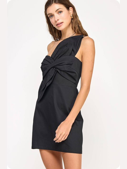 Knotted Flower Bow Mini Dress