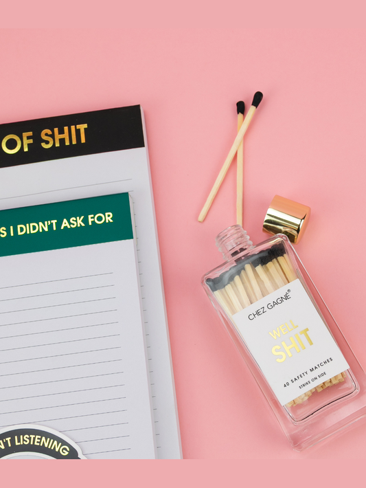 Well, Shit - Glass Bottle Matches, Black Tips, Funny Gift