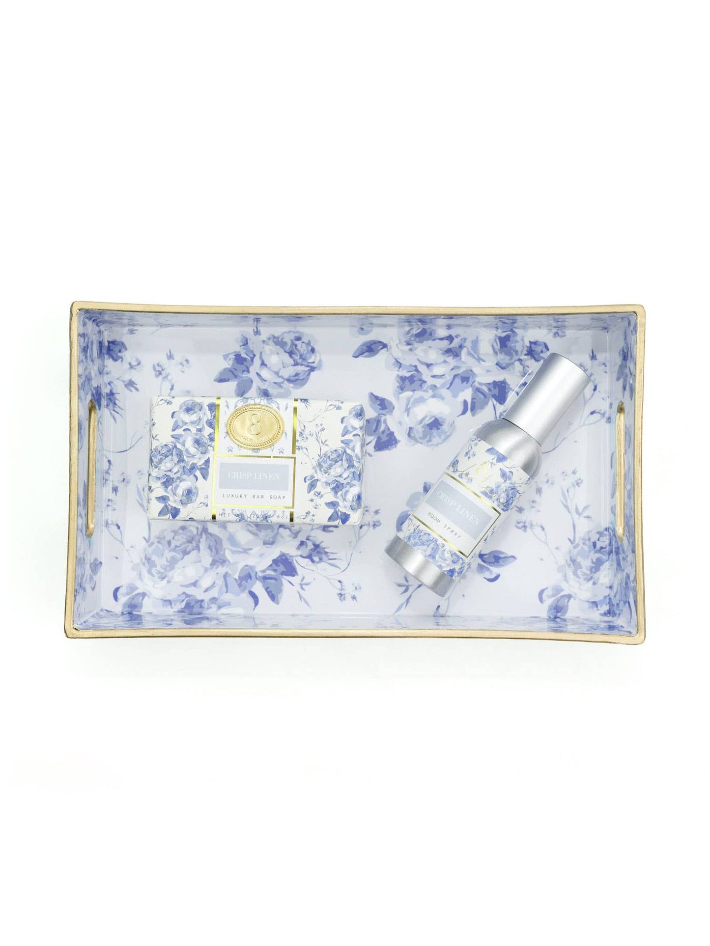 Blue Floral Resin Vanity Tray, 11.25-Inch