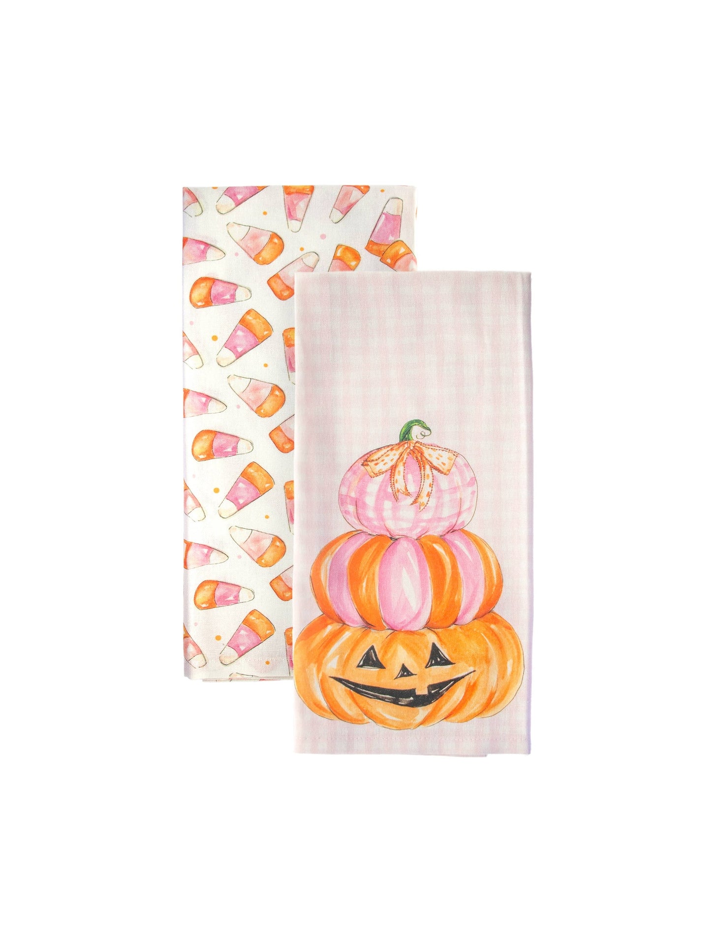 Pink Candy Corn Cotton Tea Towels