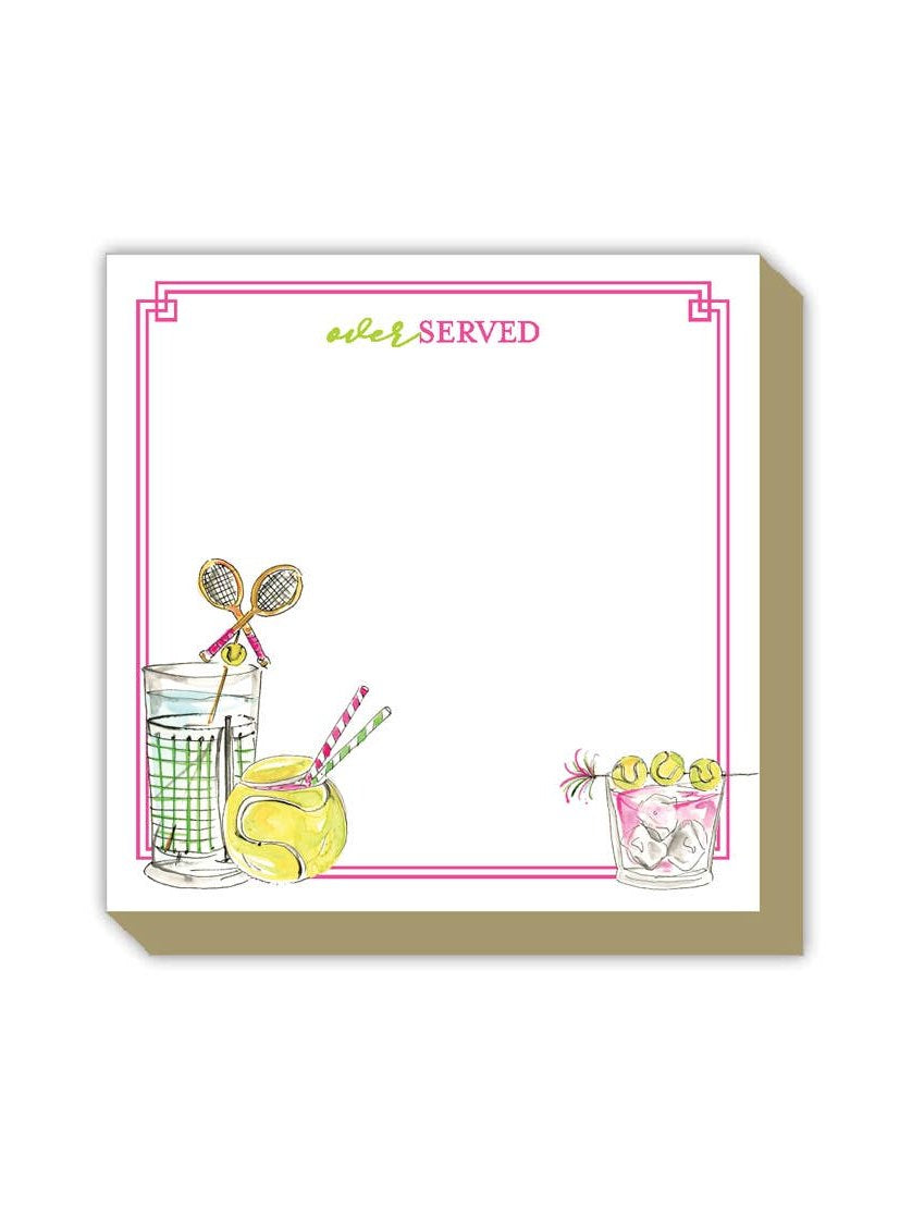 Handpainted Over Served Tennis Cocktails Luxe Notepad