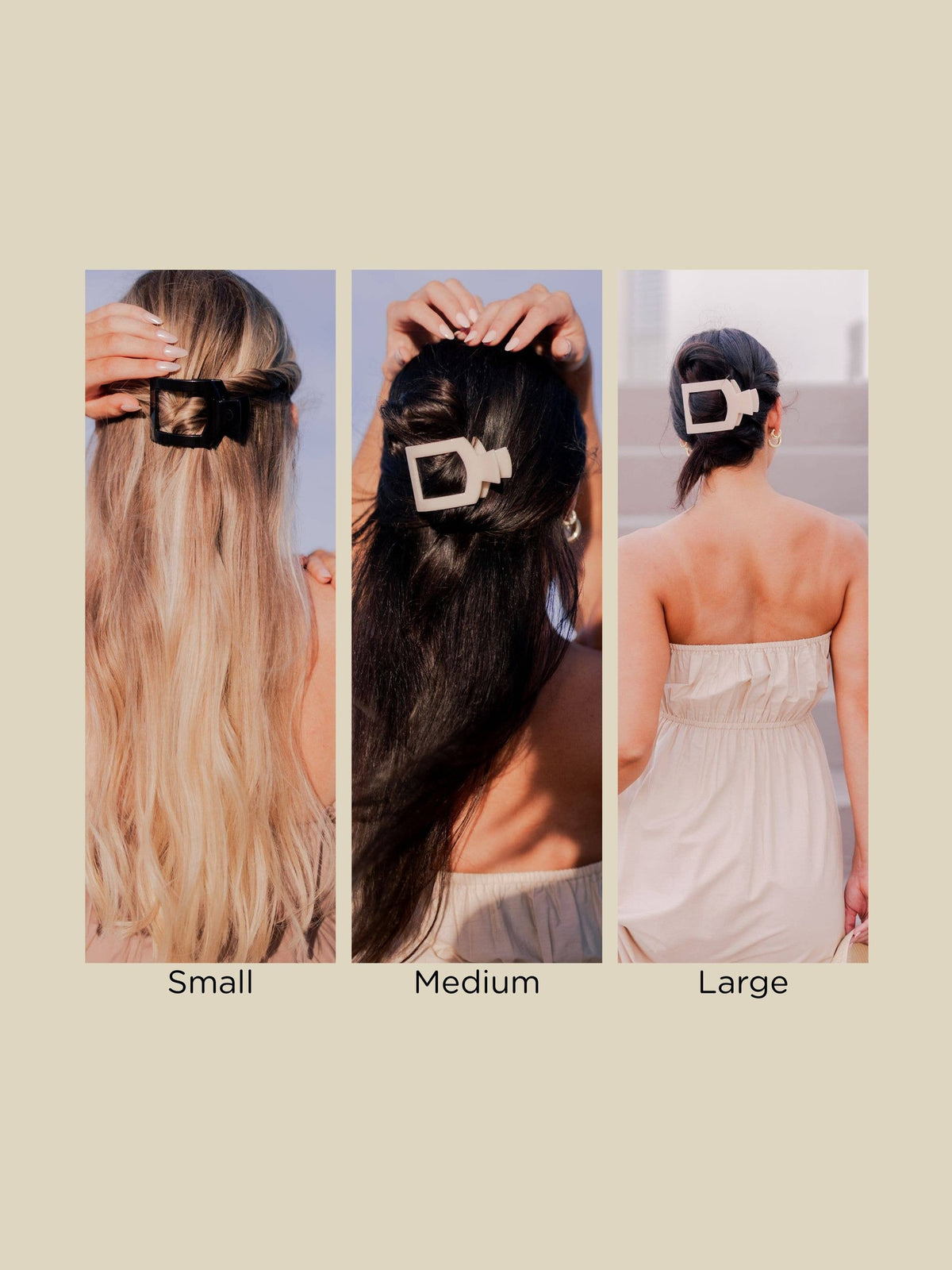 Square Flat Hair Clip | Medium | Almond Beige