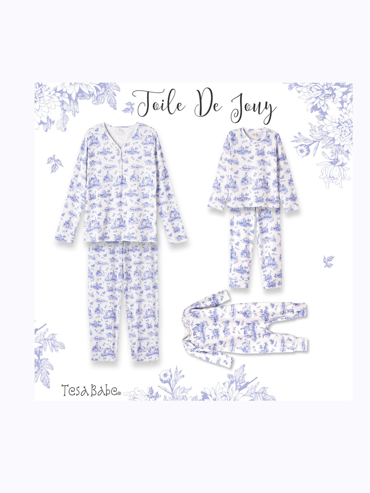 Baby Girl Toile de Jouy Bamboo Romper