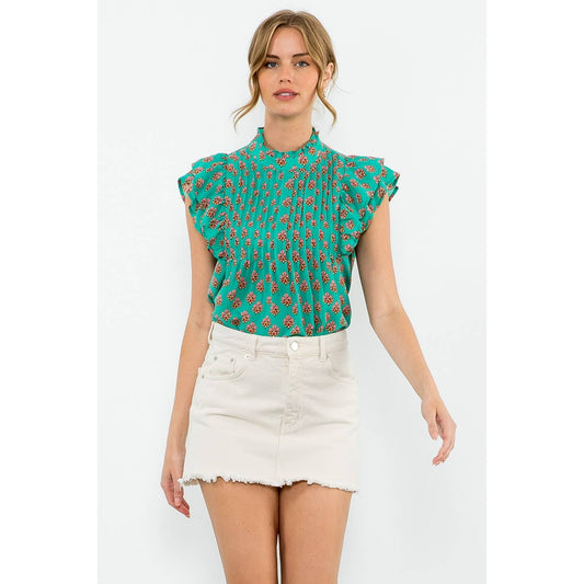 Flutter Sleeve Print Top