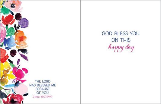 With Scripture Birthday Greeting Card - Blooms on Blue