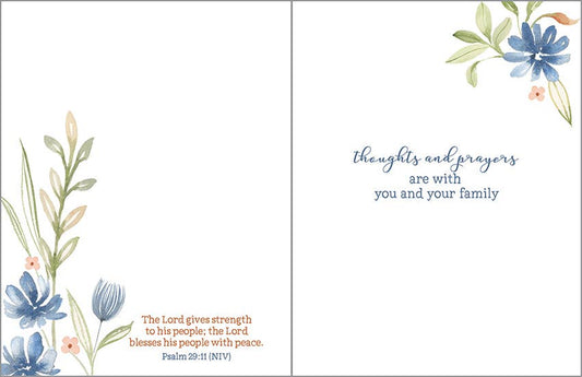 With Scripture Sympathy Card - Simple Blue Flowers