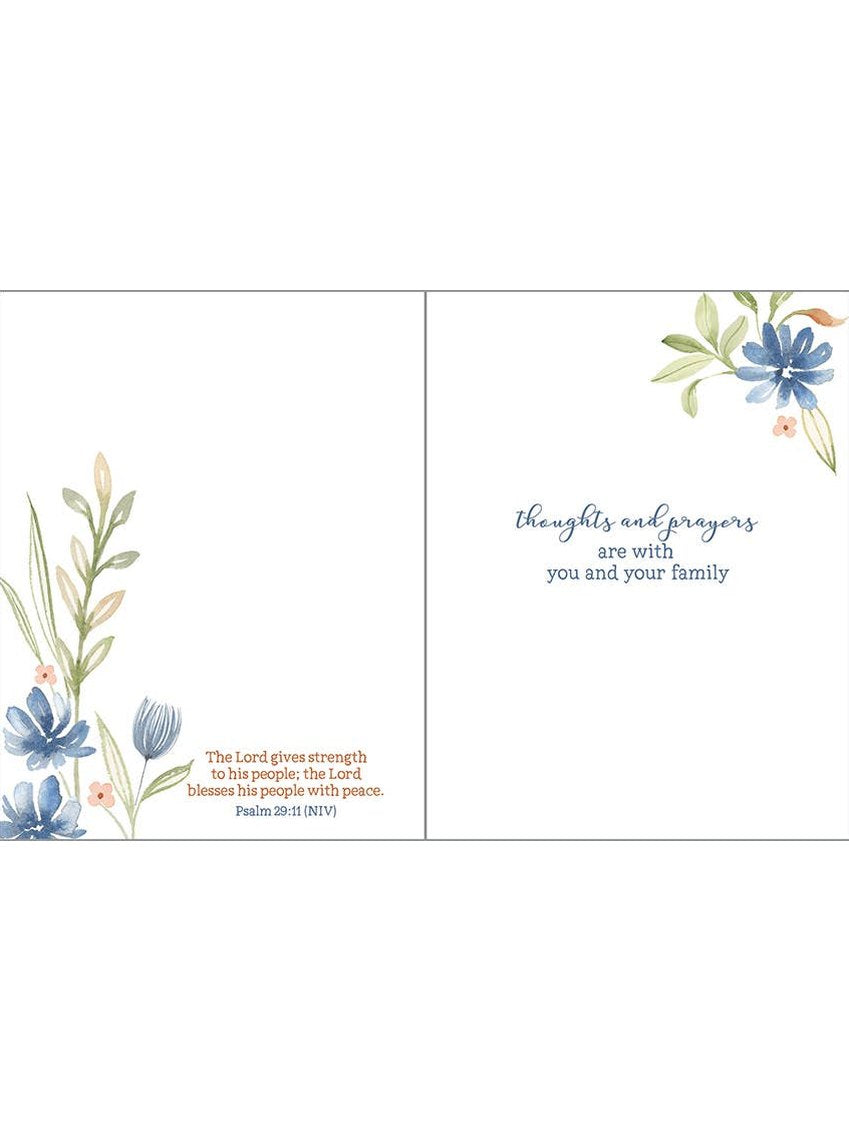With Scripture Sympathy Card - Simple Blue Flowers
