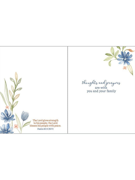 With Scripture Sympathy Card - Simple Blue Flowers