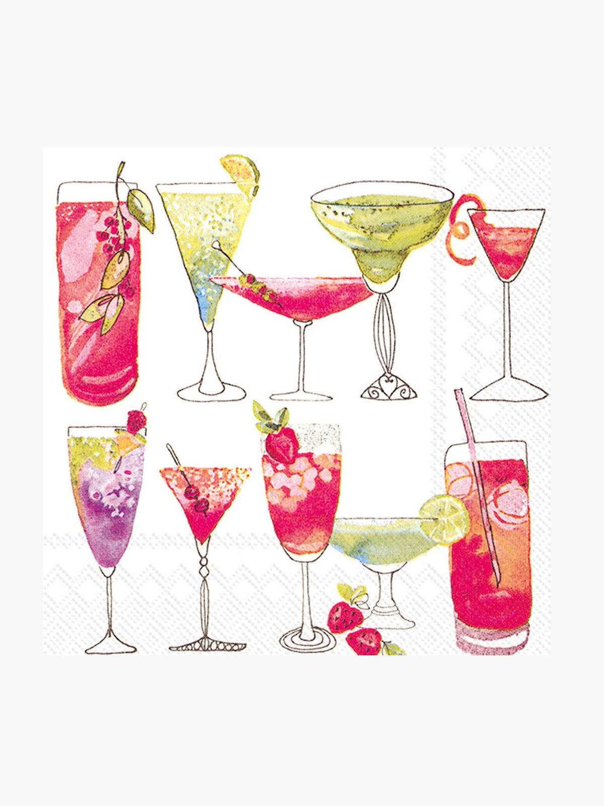 Paper Cocktail Napkins Pack of 20 Sweet Cocktails white