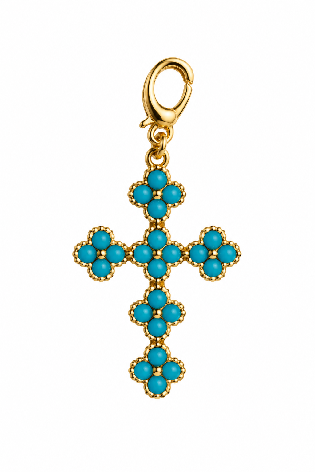 Turquoise Floral Cross Charm