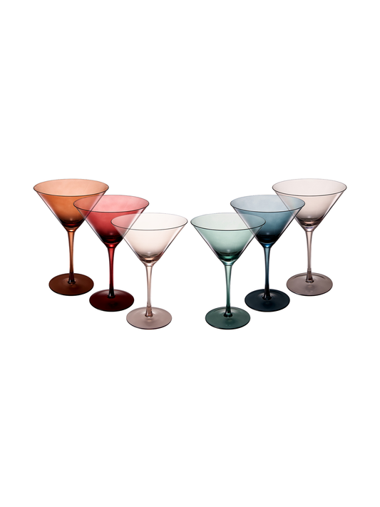 Colored Martini & Cocktail Crystal Glasses, 10oz | Set of 6
