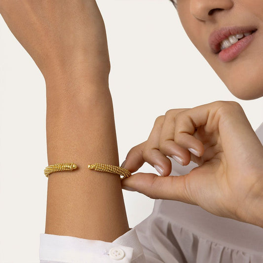 Gingko Nugget Open Bangle Bracelet